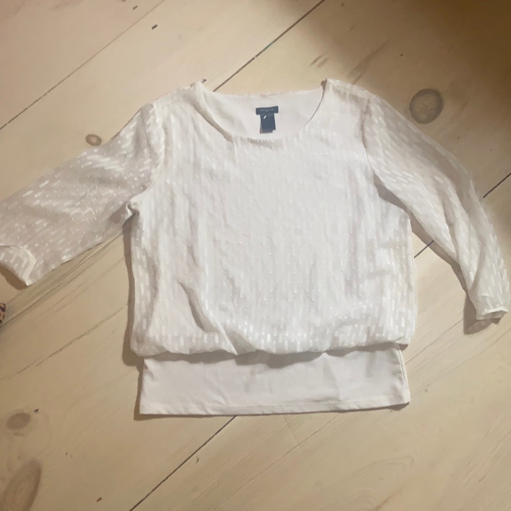Cream colored shirt with chiffon and cotton band